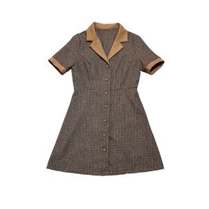 Plaid button down collar Dress